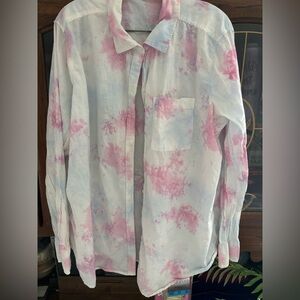 Womens Pink and White Tie-Dye Shirt